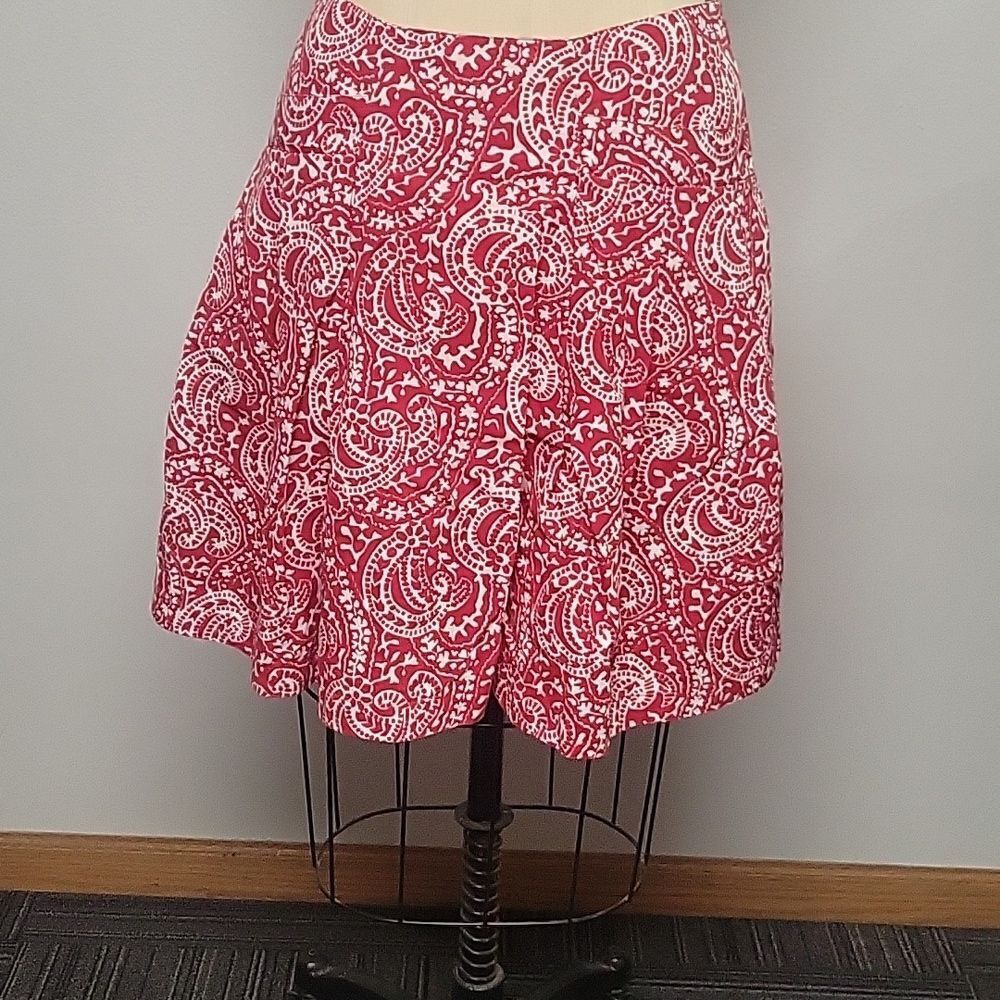 Tommy Hilfiger Red Paisley Pleated Tulip Cowgirl VTG Y2K Skirt Women's Size 6